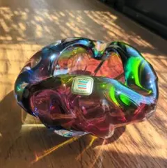 カメイグラス　花瓶　レインボー　昭和レトロ