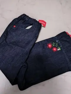 新品♡春夏♡ミキハウス♡花刺繍付き♡デニムパンツ130cm
