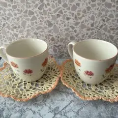 花柄カップ ソーサー 2個セット レース編みソーサー 可愛い