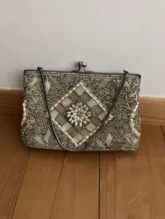 アンティーク　ヴィンテージ　総レースミニバッグ　パーティバッグ