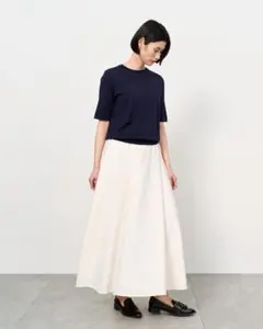 SOÉJU ソージュ ソフト オックス ロング フレア スカート ネイビー