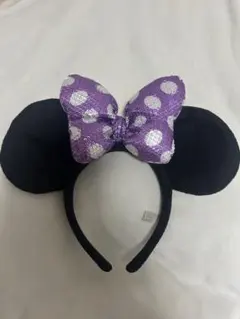 ミニーマウス カチューシャ 紫ドット