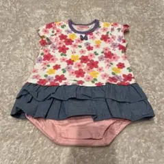 ミキハウス　ホットビスケッツ　ロンパース　半袖　花柄　美品