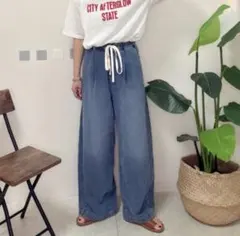 【新品未使用】しまむら noooon デニムイージーパンツ Mサイズのサムネイル