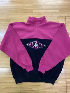 MICKEY & CO ミッキー ハーフジップ フリース ピンク×ブラック