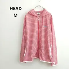 【ヘッド】HEAD ボーダー パーカー フルジップ ピンク M 薄手 日焼け対策のサムネイル