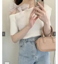 GRL ワンショルダー リボン リブニットトップス tu1270
