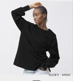 GU ライトスウェットオーバサイズ長T黒