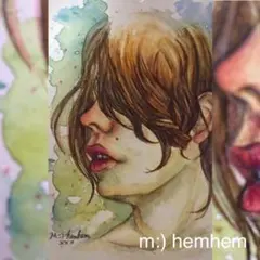 ●原画●　オリジナルイラスト 水彩画 windy　水彩画　アナログイラスト