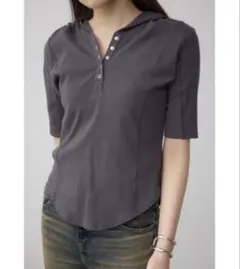 フード付きグレーTシャツ FREEサイズ