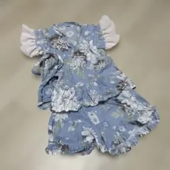 キャサリンコテージ 甚平 女の子 水色 ブルー 120