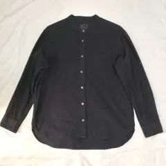 無印良品　スタンドカラー　シャツ　ブラウス　Ｌ　ネイビー　綿100
