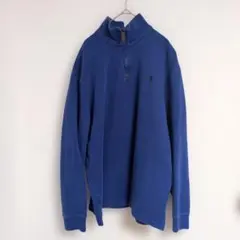 ポロラルフローレン ハーフジップ スウェット XL コットン 青 ブルー