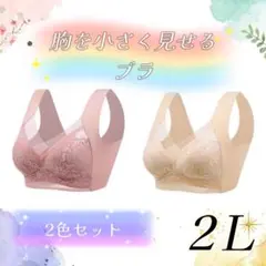 胸を小さく見せるブラ　シームレス 2L 着痩せ　美胸　ノンワイヤー　ナイトブラ