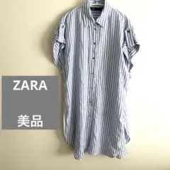 ZARA ロングシャツ　ワンピース　チュニック　ストライプ