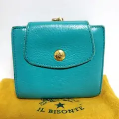 イルビゾンテ　IL BISONTE　がま口　二つ折財布　ターコイズブルー　限定色のサムネイル