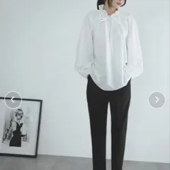 【タグ付】ボリュームスリーブブラウス L フリル襟　リボン　入園式　入学式