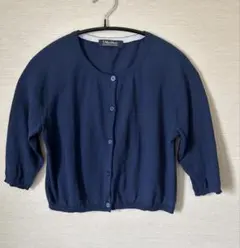 'S MaxMara ネイビー クロップドクルーネックカーディガン