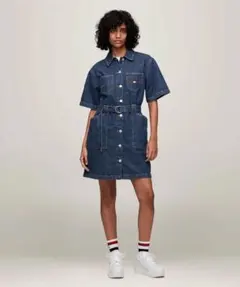 Tommy Jeans ベルテッドワークウェアワンピース/M