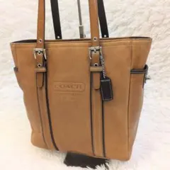 COACH コーチトートバッグ ブラウン 大容量 A4 レザー ターンロック