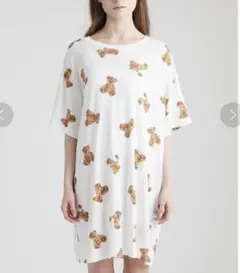 ジェラートピケ　ベアモチーフ抗菌防臭ドレス　 クマ柄　Tシャツ