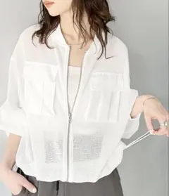 クラシカルエルフ シアー　ブルゾン 春夏 メッシュ 白　長さ調整可能　Mホワイト
