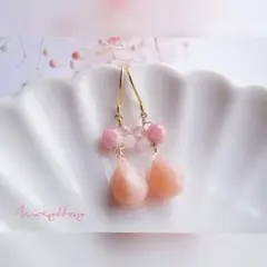 14kgf 】落ち着いた朱色＊心華やぐ インカローズ ピアス - メルカリ