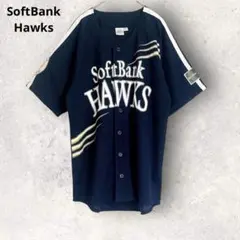 ソフトバンクホークス　ユニフォーム　半袖　メンズL ネイビー　野球　プリント