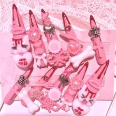 現品 ネイルチップ 平成女児 地雷系 量産型 スーパーロング ゴテゴテ ピンク