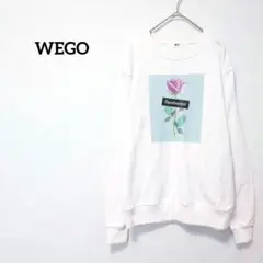 【WEGO／ウィゴー】S　トレーナー　スウェット　バラプリント　白
