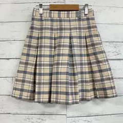 COLZA フレア ミニスカート S ベージュ チェック 秋冬 プリーツのサムネイル