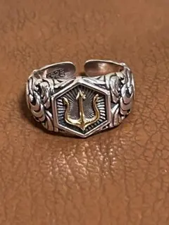 シルバー925 メキシカンジュエリーヴィンテージリング　トライデントリング