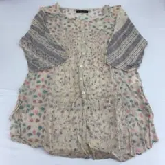 1767-ш/ BEAUTY & YOUTH 七分袖 シアーシャツ 花柄