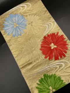 高級 正絹 袋帯 礼装 フォーマル 洒落帯　金糸　花柄　流水文　281