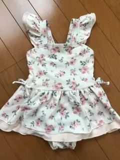 プティマイン　花柄フリルワンピース水着 100