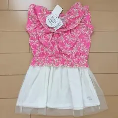 レア☆新品 SPIRAL BABY ピンク×白 チュニックワンピ 80