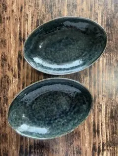 ブルー オーバルボウル 24cm 2枚 和洋食器 オシャレ磁器カレー皿カフェ風