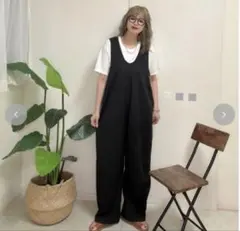 しまむら　add Color　NONさんコラボ　スウェットオールインワン　L　黒のサムネイル