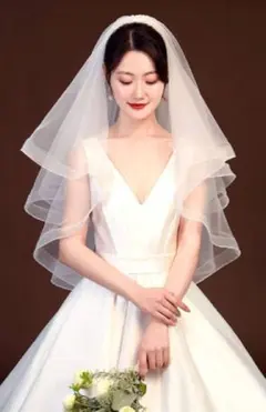 ホワイト シフォン ウェディングベール＆ウェディンググローブ