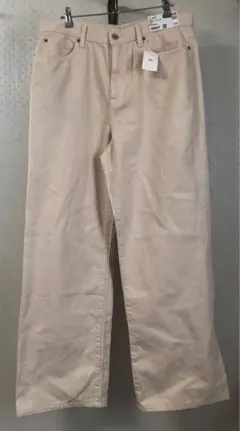 ユニクロ women ワイドストレートジーンズ 丈長め 30 ピンク