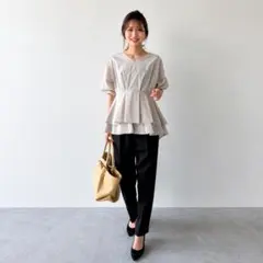 ルーニィ新品⭐️洗える接触冷感❗️シルキーラッフルブラウスシャツ