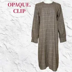 極美品✨オペークドットクリップ グレンチェック ロングワンピース ボリューム袖M