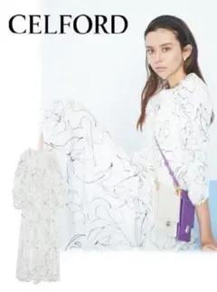 CELFORD セルフォード　ラインフラワー　ワンピース　インナー付き