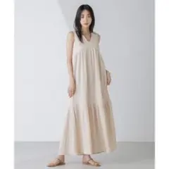 ナノユニバース　楊柳ティアード切り替えワンピース