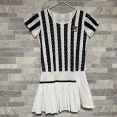 FILA レースワンピース テニスウェア プリーツスカート ストライプ M