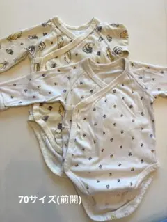 ユニクロ/ 70サイズ前開き/ベビー肌着/プーさん、花柄2枚セット