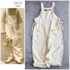 URCH RNA ⿻ リネン オーバーサロペットパンツ ゆったり ベージュ 麻