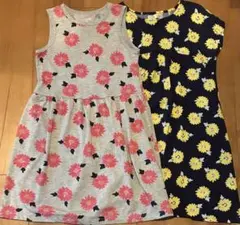 西松屋 130 ワンピース 2枚セット 花柄 ノースリーブ チュニックまとめ売り