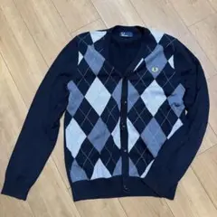 Fred Perry アーガイルカーディガン 黒/ブルー