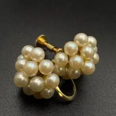 C17 ヴィンテージ ゴールド 花 フラワー パール イヤリング ツリー PAT